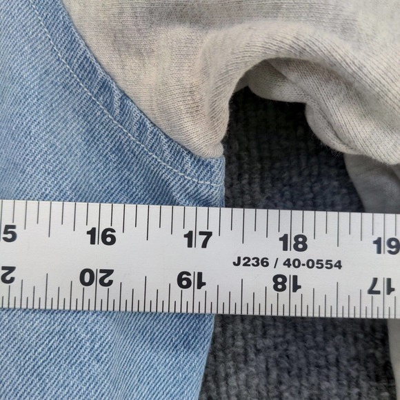 Hybrid & Company Women's Jean Jacket Blue Large Button Front Cotton Distressed - Picture 15 of 15